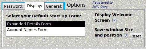 Display Options Tab